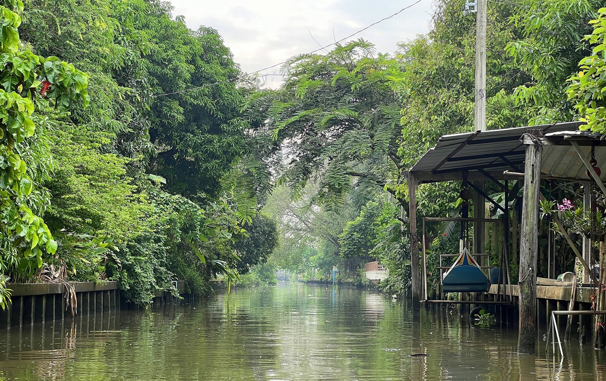 泰國當地人週末會來的鄉間版水上市場！慢速船遊運河、快速船去喝咖啡，最後再吃一輪烤魚烤大蝦｜泰國曼谷 空叻瑪榮水上市場（Khlong Lat Mayom Floating Market） @。CJ夫人。