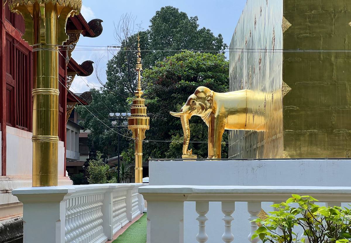 陽光照進清邁古城，整座城市泛著富饒金｜清邁古城四座蘭納佛寺巡禮：帕邢寺、柴迪隆寺、盼道寺與杰林寺 @。CJ夫人。